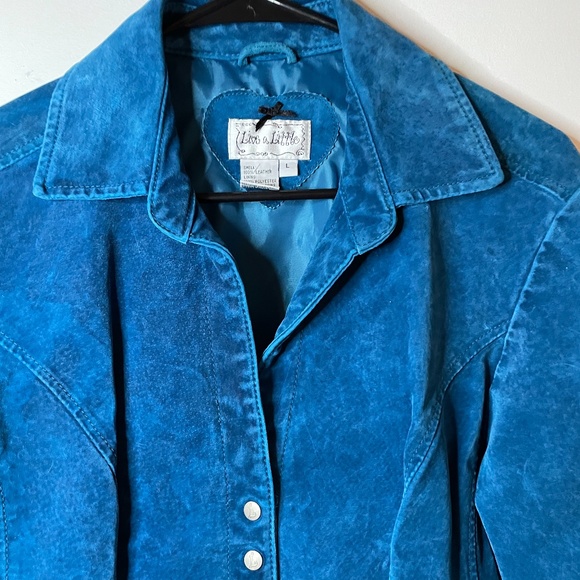 ❌ SOLD! Vintage 70’s turquoise suede leather - Picture 2 of 11